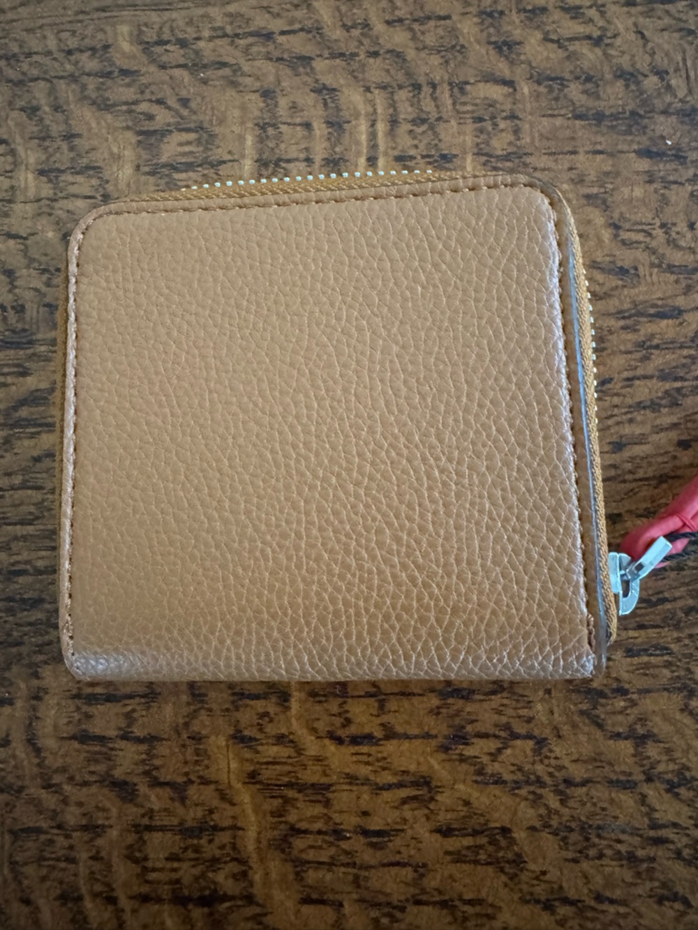 NWT Vera Bradley Tan Zip-Around Wallet with Red Heart Accent - Picture 2 of 4